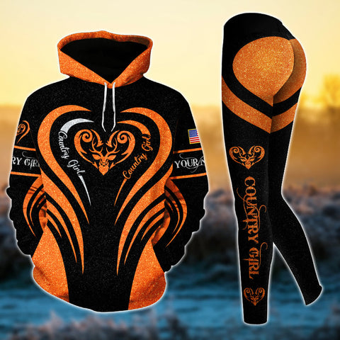 Max Corner Special Deer Hunting Heart Line Pattern Personalized 3D Style 5 Combo Hoodie & Legging Set