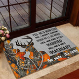 Maxcorners Loralle My Husband Is A Hunter Hunting Door Mat 3D Personalized - Orange
