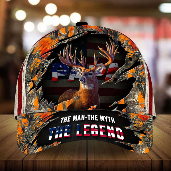 Max Corners The Best American Papa Deer Hunting 3D Multicolor Personalized Cap