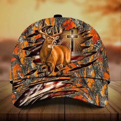 Maxcorners Premium Cross And Deer 3D Personalized Multicolor Cap