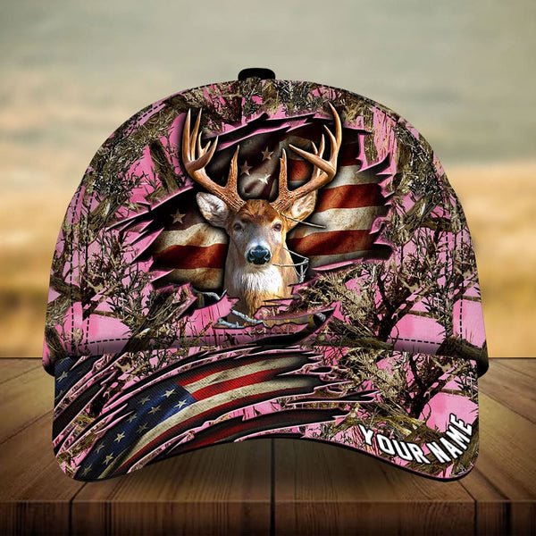 Maxcorners Premium Loralle Cracked Deer Hunting Personalized Multicolor Hats 3D