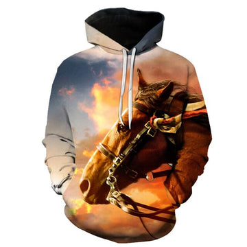 Maxcorners 3D Printing Horse Pattern Men Casual Fashion