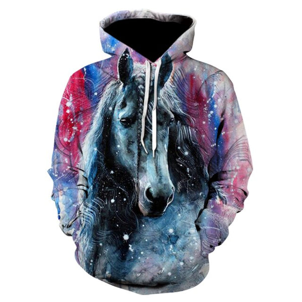 Maxcorners 3D Printing Horse Pattern Men Casual Fashion Pink Blue