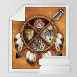 Maxcorners Wolf Animal Dreamcatcher Blanket Native American Style