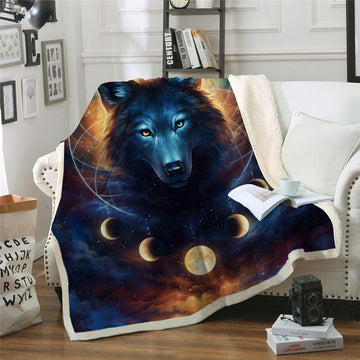 Maxcorners Native Wolf Native American Blanket