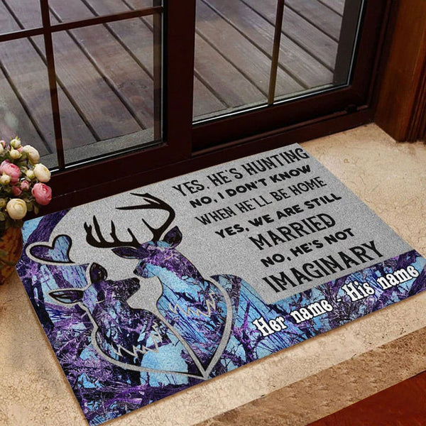 Maxcorners Loralle My Husband Is A Hunter Hunting Door Mat 3D Personalized - Purple