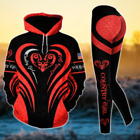 Max Corner Special Deer Hunting Heart Line Pattern Personalized 3D Style 6 Combo Hoodie & Legging Set