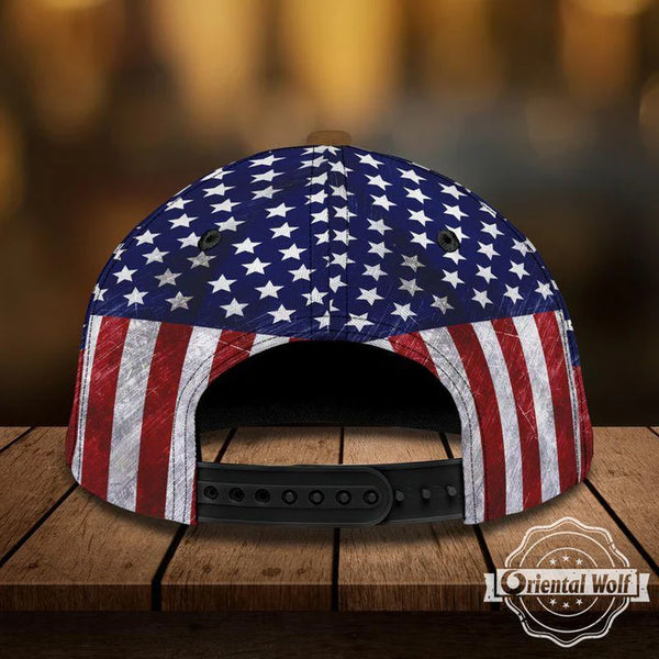 Maxcorners Strong And Brave Skull Us Veteran Flag - Cap