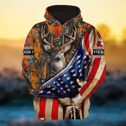 Personalized The Unique US Deer Hunting 3D Printed Multicolored Shirt For Hunting Lover