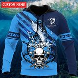 Maxcorners Marlin Fishing Skull Custom Name Printed Shirts