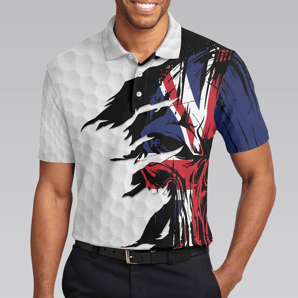 Max Corners Skull United Kingdom Ripped Golf 3D Custom Polo Shirt