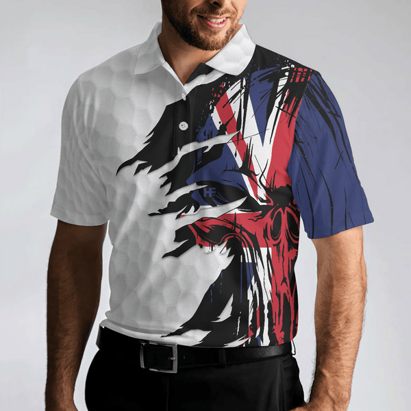 Max Corners Skull United Kingdom Ripped Golf 3D Custom Polo Shirt