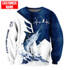 Maxcorners Marlin Fishing Heartbeat Personalized Name 3D Shirt