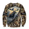 Maxcorners Moose Hunting 3D Over Printed Hoodie