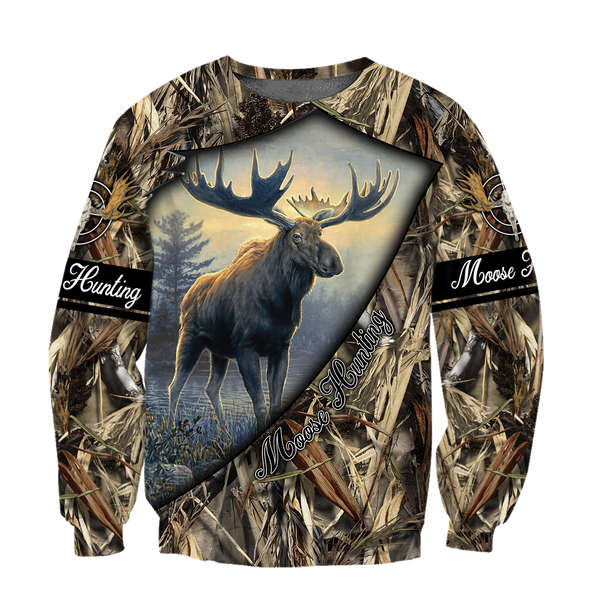 Maxcorners Moose Hunting 3D Over Printed Hoodie