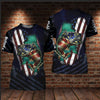 Maxcorners Bass Fishing American Flag Dark Blue 3D Shirt