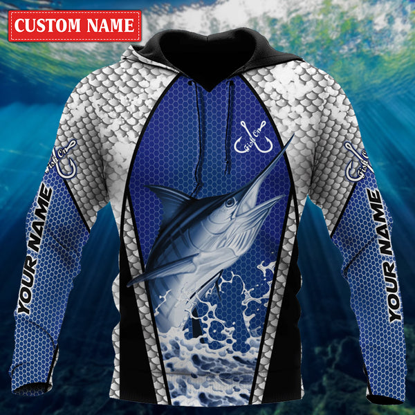 Maxcorners Blue Marlin Fishing Custom Name Sport Fishing Unisex Shirts
