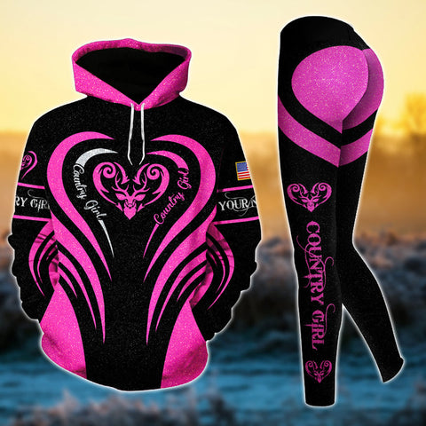 Max Corner Special Deer Hunting Heart Line Pattern Personalized 3D Style 3 Combo Hoodie & Legging Set