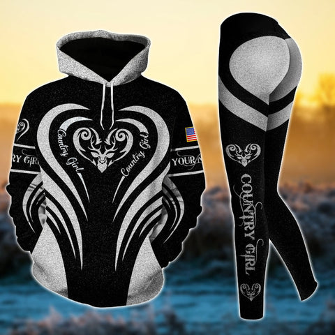 Max Corner Special Deer Hunting Heart Line Pattern Personalized 3D Style 2 Combo Hoodie & Legging Set