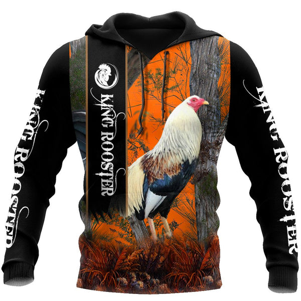 Maxcorners Rooster King Camo Orange All Over Printed Hoodie