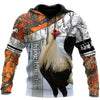 Maxcorners Rooster King Camo In Snow All Over Printed Hoodie