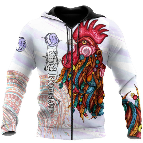 Maxcorners Rooster King Tribal Pattern All Over Printed Unisex Deluxe Hoodie