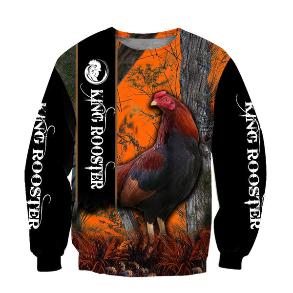 Maxcorners Rooster King Camo Orange All Over Printed Hoodie