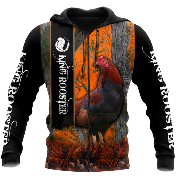 Maxcorners Rooster King Camo Orange All Over Printed Hoodie