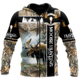 Maxcorners Moose Hunting Camo 3D Over Printed Hoodie