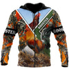 Maxcorners King Rooster 3D Over Printed Orange Unisex Deluxe Hoodie