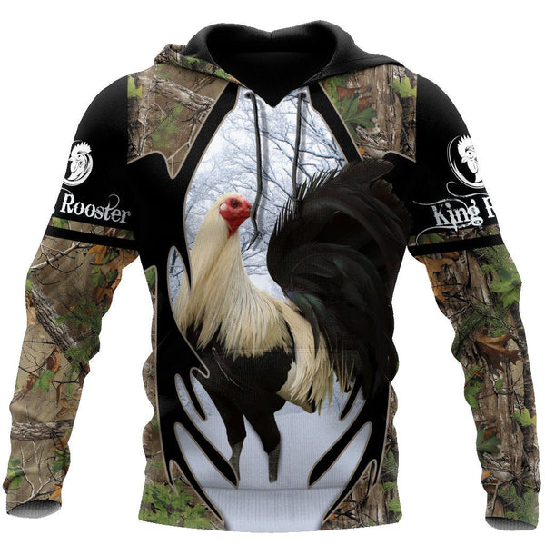 Maxcorners Rooster King Camo Light Green All Over Printed Hoodie