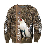 Maxcorners King Rooster 3D Over Printed Old Unisex Deluxe Hoodie