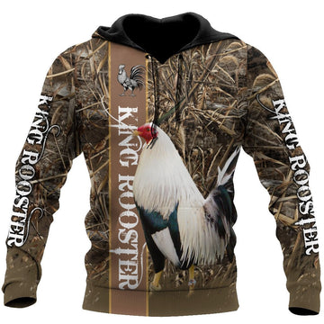 Maxcorners King Rooster 3D Over Printed Old Unisex Deluxe Hoodie