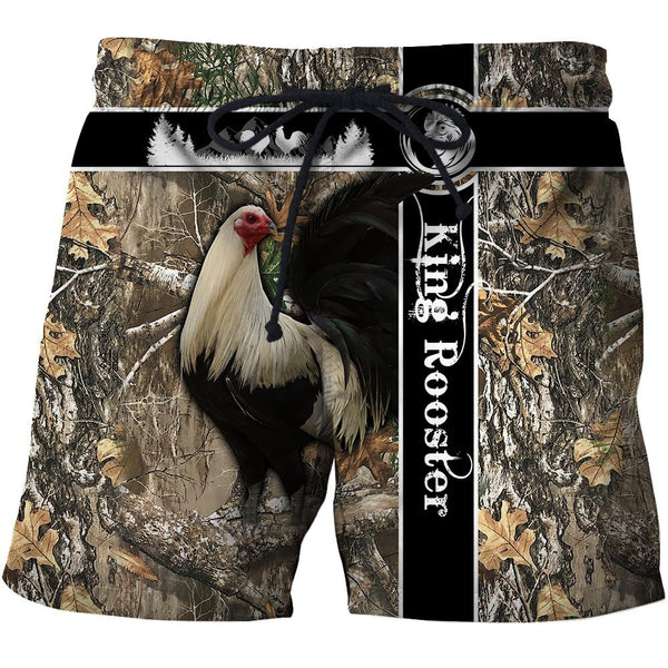Maxcorners Rooster King Camo In Forest All Over Printed Hoodie