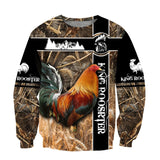 Maxcorners King Rooster In Field 3D Over Printed Unisex Deluxe Hoodie