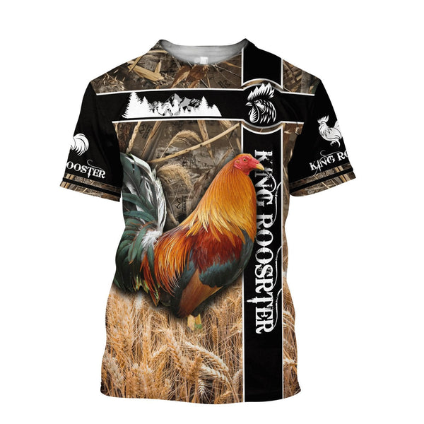 Maxcorners King Rooster In Field 3D Over Printed Unisex Deluxe Hoodie