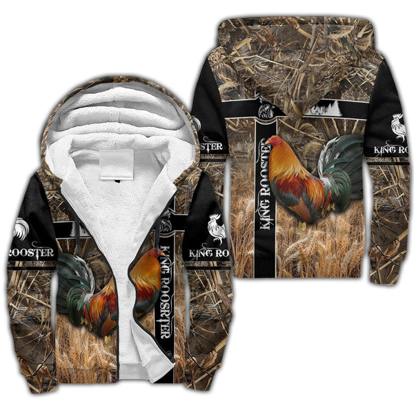 Maxcorners King Rooster In Field 3D Over Printed Unisex Deluxe Hoodie