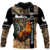 Maxcorners King Rooster In Field 3D Over Printed Unisex Deluxe Hoodie