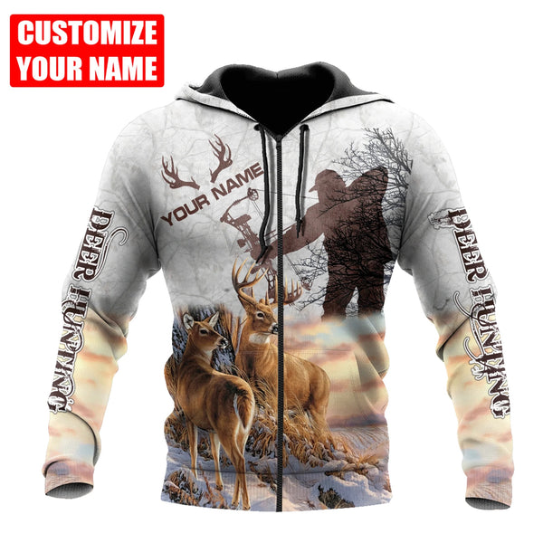 Maxcorners Deer Hunter Personalized Name 3D Over Printed Hoodie