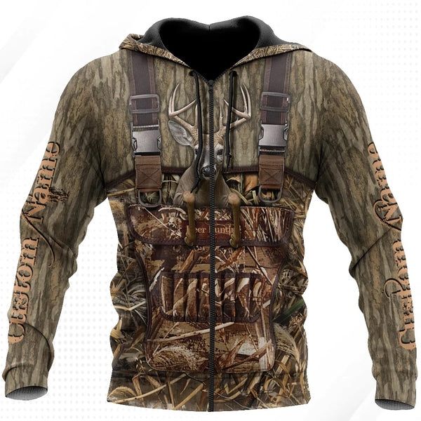 Maxcorners Deer Hunting Personalized Name 3D Over Printed Hoodie