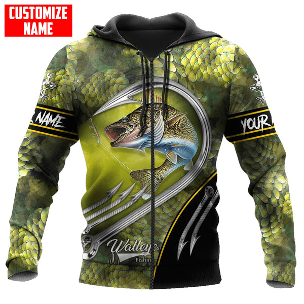 Maxcorners Walleye Fishing Personalized Name 3D Shirt